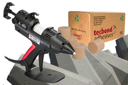 Precast hot melt adhesives, glue guns and accessories